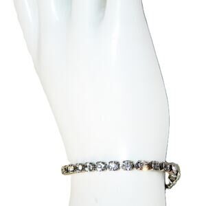 Vintage Rhinestone Tennis Bracelet With Cool Clasp